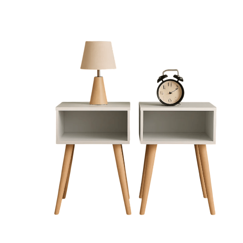 Mesa de Noche x 2 Turku Blanco 40x39cm con Un Compartimiento - Mesas de Noche | Bylmo