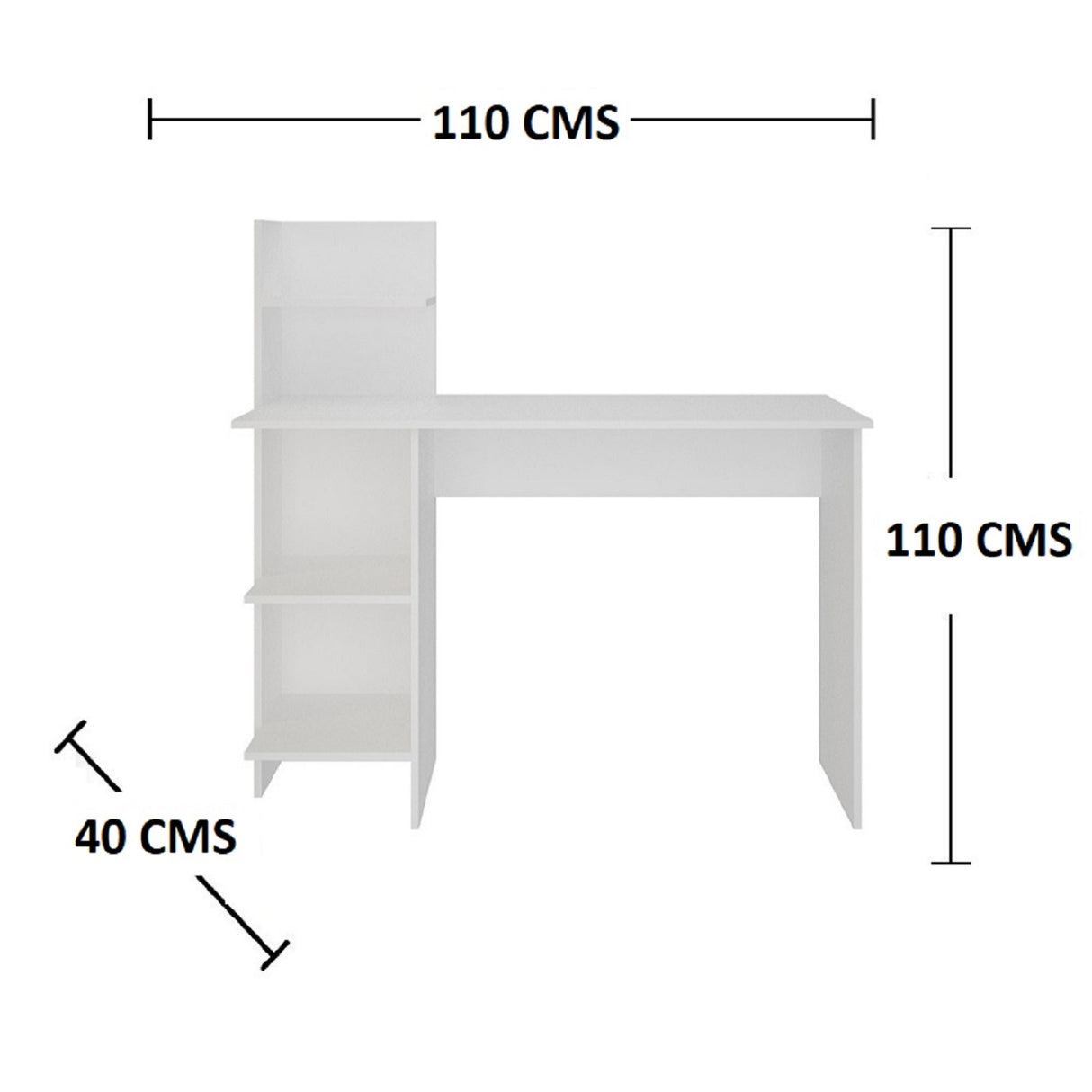 Escritorio King Blanco 110x110cm sin Cajones y con Organizador de Libros - Escritorios y Archivadores | Bylmo