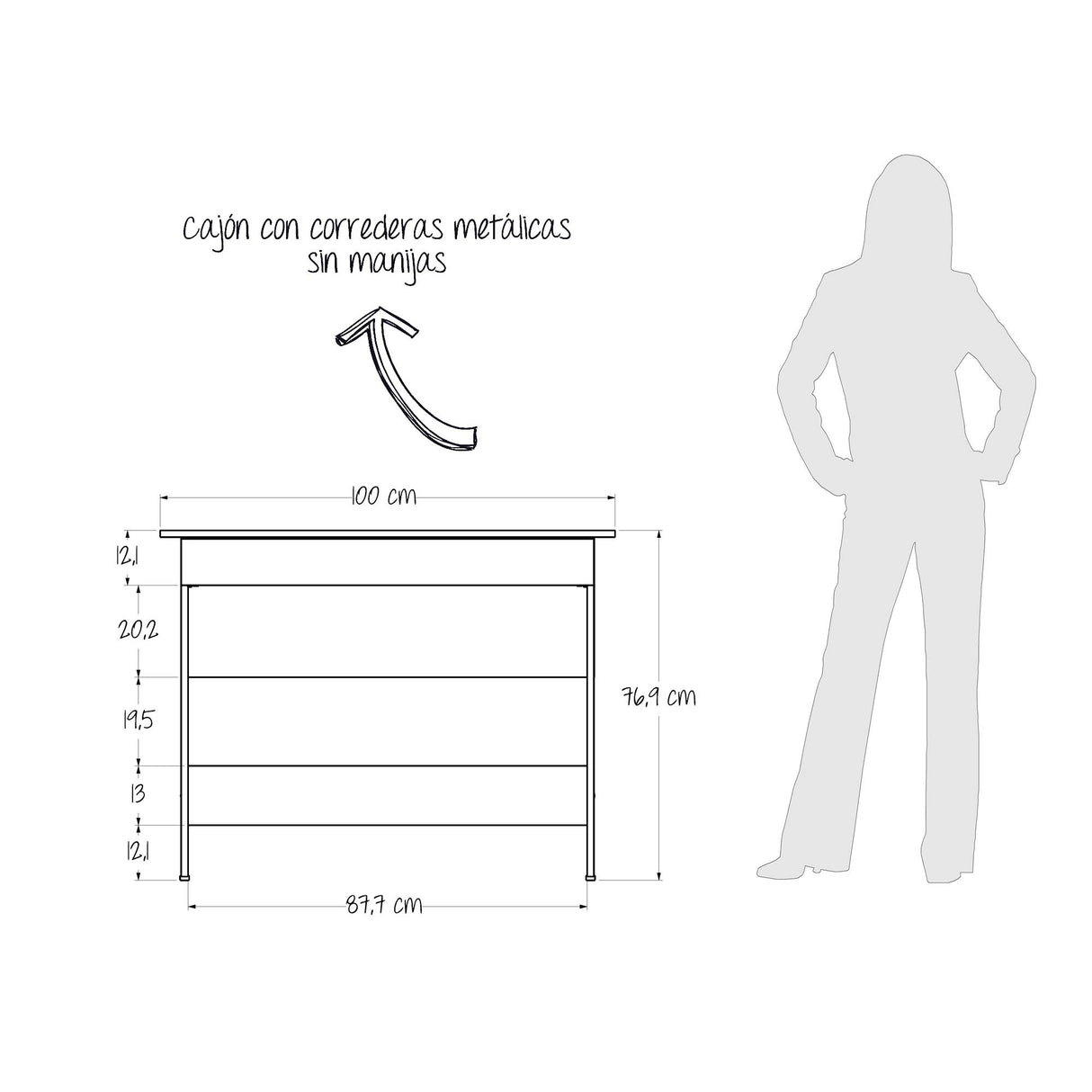 Escritorio ROVERE 100x76.9cm Con Un Cajón - Escritorios y Archivadores | Bylmo