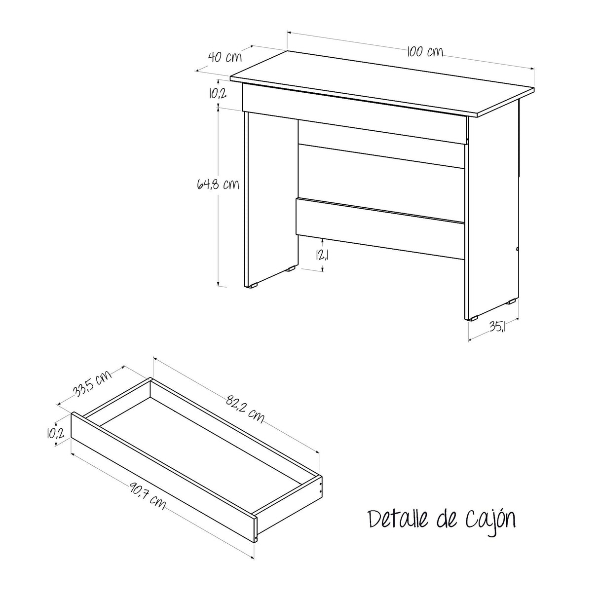 Escritorio ROVERE 100x76.9cm Con Un Cajón - Escritorios y Archivadores | Bylmo