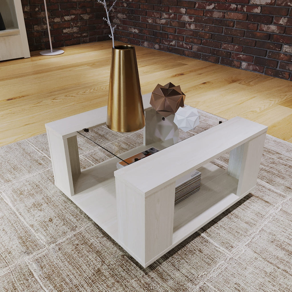 Mesa de Centro Comoros Niebla 60.2x31.7cm Rectangular y con Compartimientos - Mesas | Bylmo