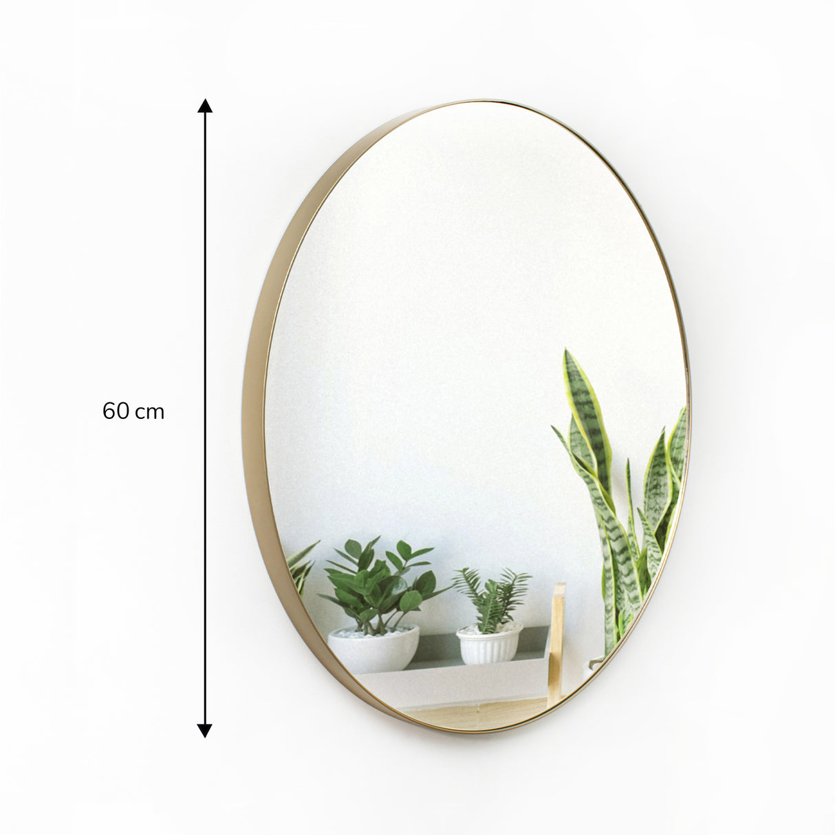 Espejo de Pared Dorado 60x60cm Redondo con Marco Metalico - ESPEJOS DE PARED | Bylmo