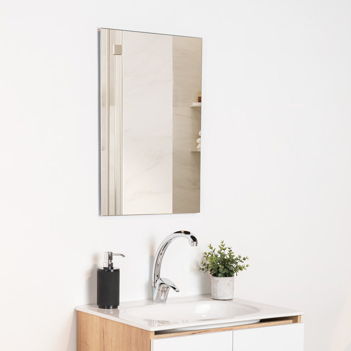 Espejo de Baño Bolonia Plateado 40x60cm Rectangular con Biselado - Espejos de Baño | Bylmo