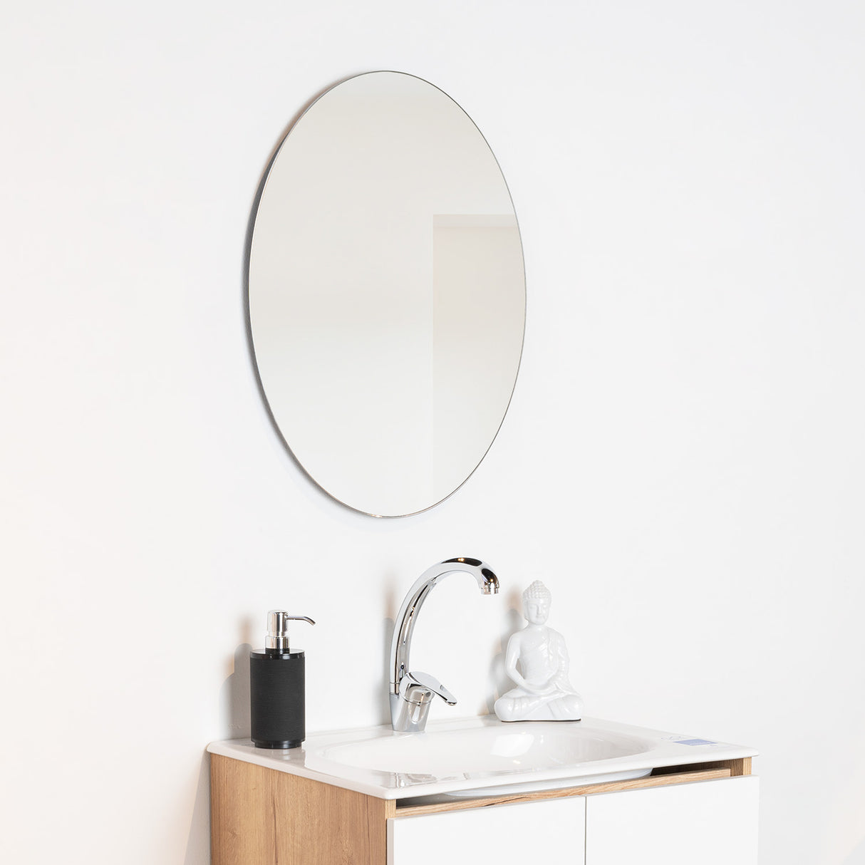 Espejo de Baño Napoli Plateado 45x60cm Ovalado con Biselado - Espejos de Baño | Bylmo