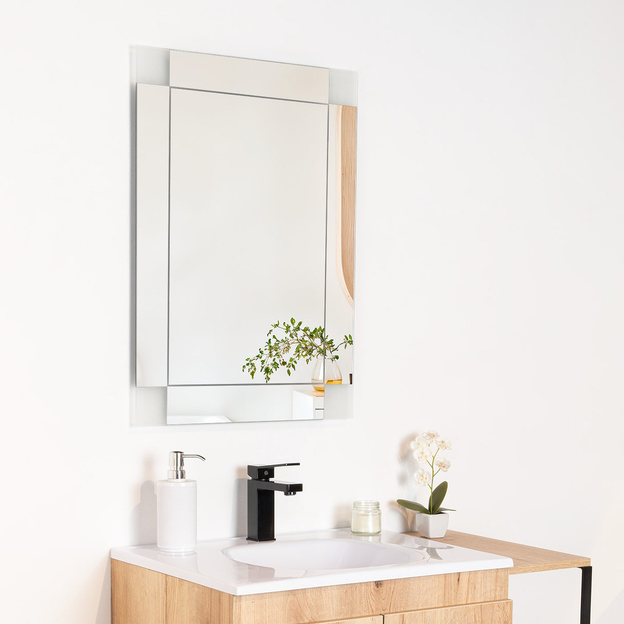 Espejo de Baño Genova Plateado 50x70cm Rectangular con Biselado - Espejos de Baño | Bylmo