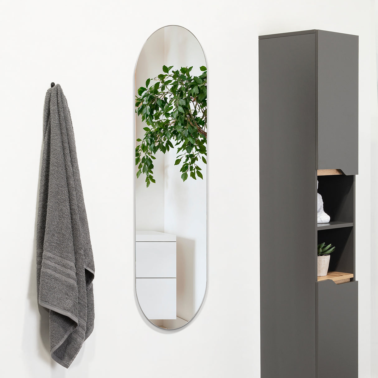 Espejo de Baño Lucerna Plateado 40x120cm Ovalado con Biselado - Espejos Decorativos | Bylmo