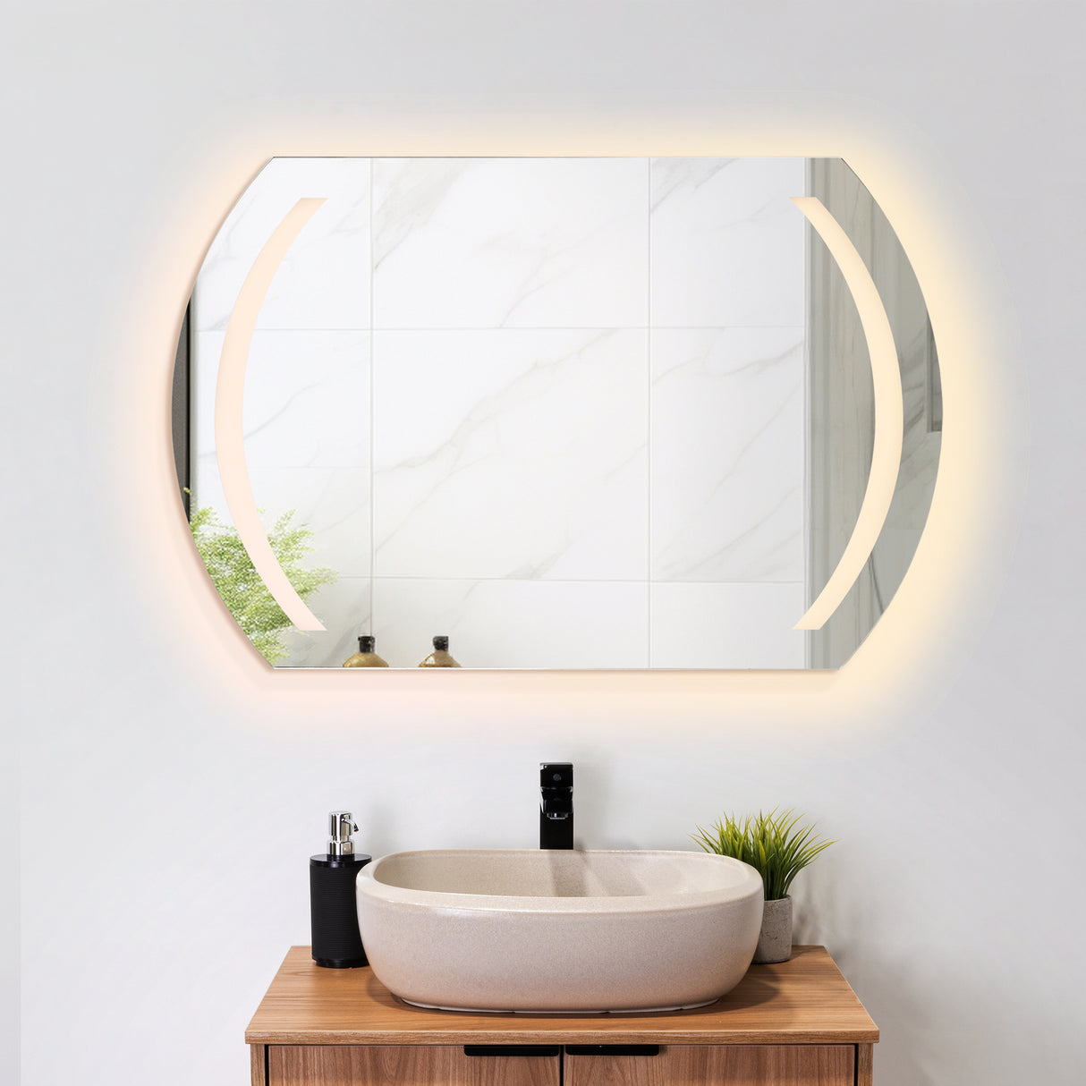 Espejo de Baño Led Manson Plateado 90x60cm Rectangular con Sandblasting - Espejos de Baño | Bylmo