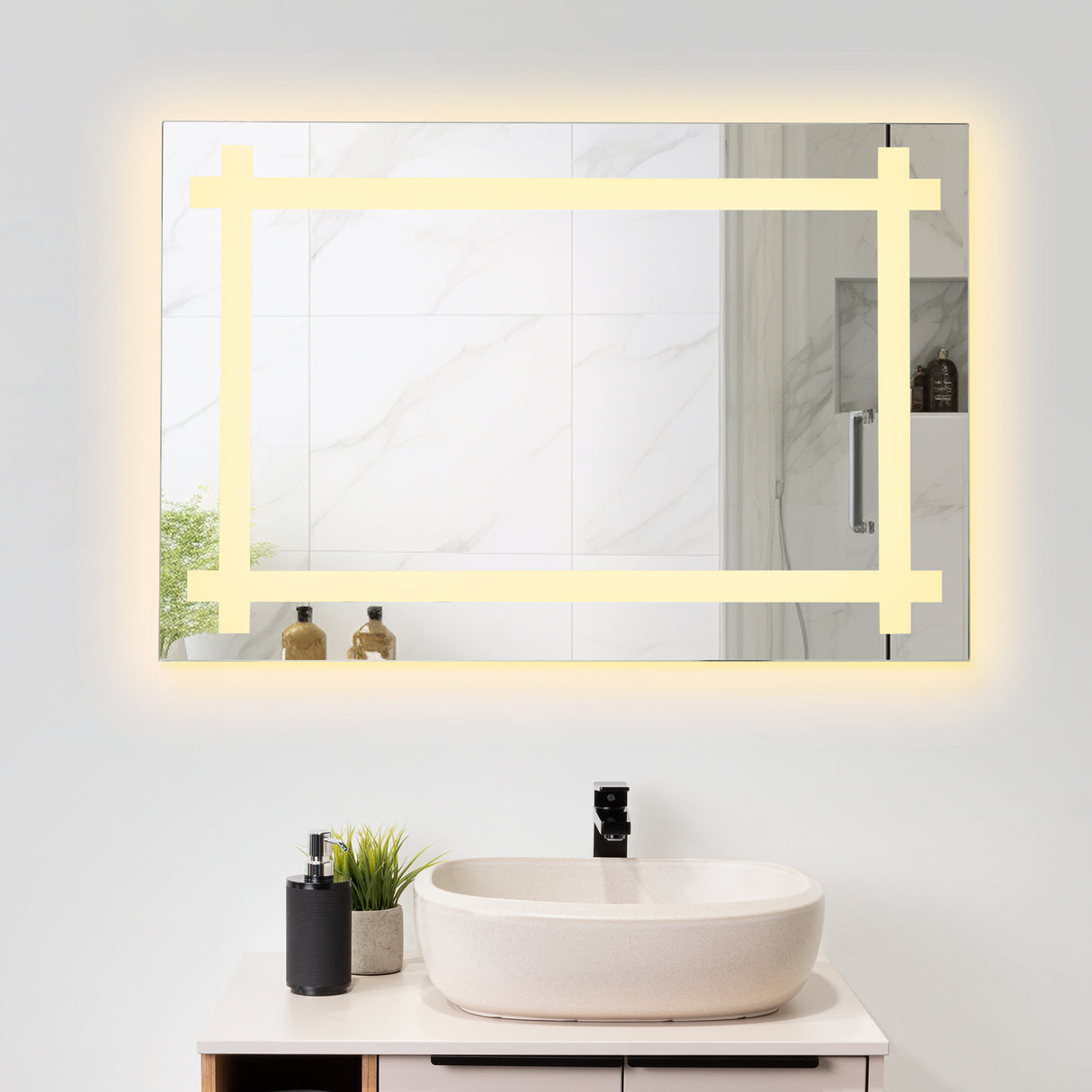 Espejo de Baño Broni Plateado 60x90cm Rectangular y con Iluminiación Led - Espejos Decorativos | Bylmo