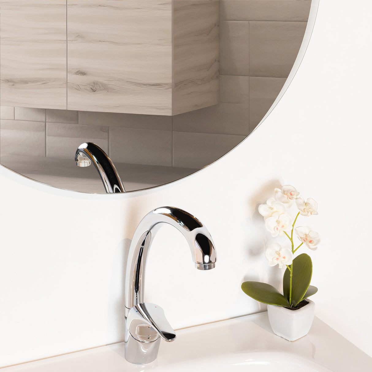 Espejo de Baño Dakota Plateado 60x60cm Redondo - Espejos Decorativos | Bylmo