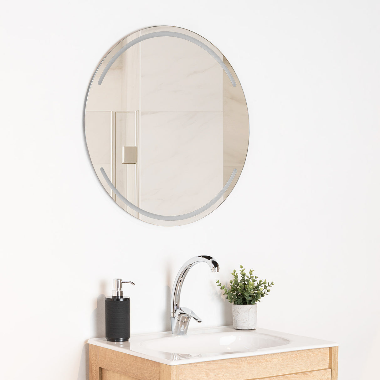 Espejo de Baño Dallas Plateado 60x60cm Redondo - Espejos Decorativos | Bylmo