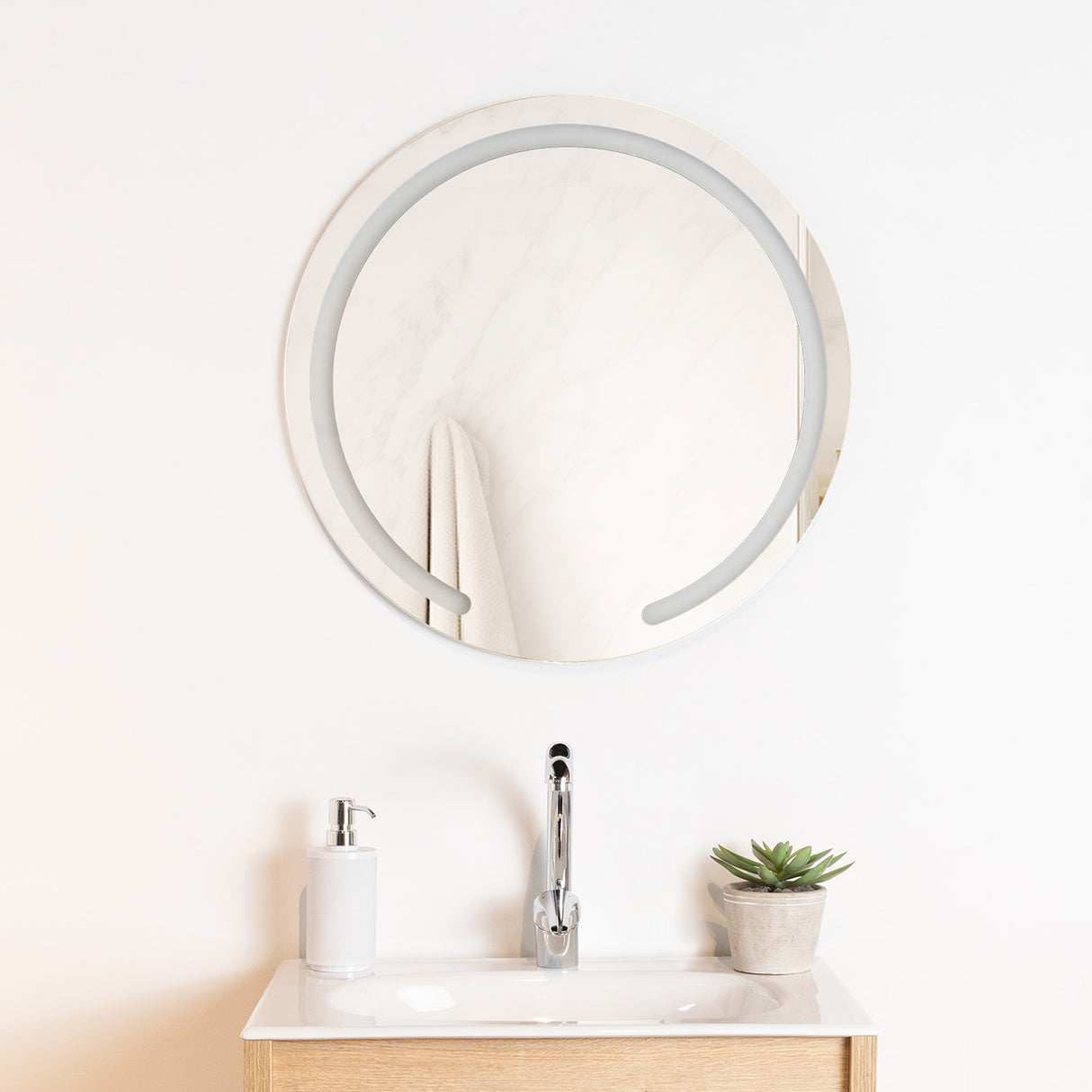 Espejo de Baño Ovalle Plateado 60x60cm Redondo - Espejos Decorativos | Bylmo