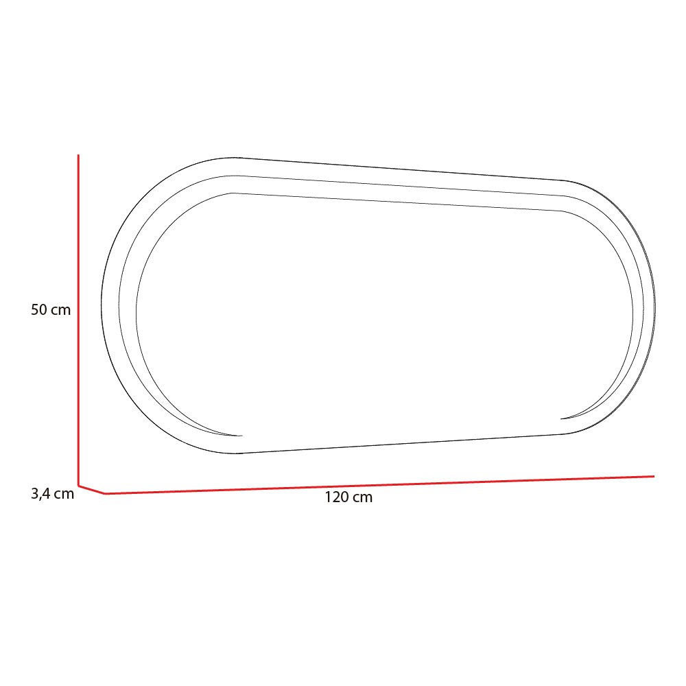 Espejo de Baño Veron Gris 120x50cm Rectangular Curvo con Sandblasting y con Iluminación Led - ESPEJOS DE BANHO | Bylmo