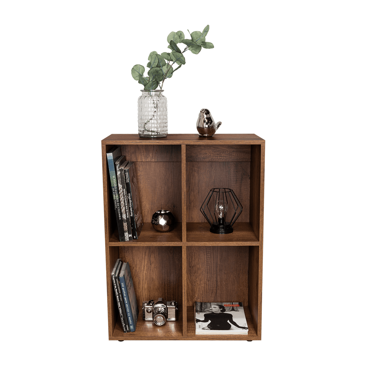 Biblioteca Otto caramelo 80x60cm con Cuatro Compartimientos - Bibliotecas | Bylmo