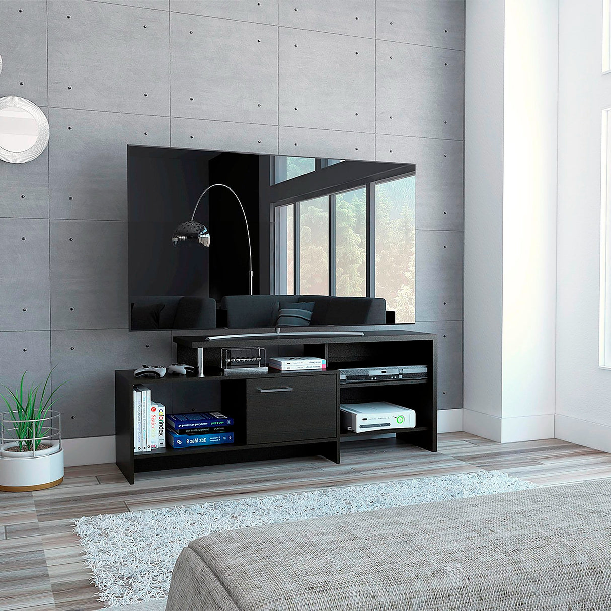 Mesa para TV Bengala Wengue 143x56cm para TV Hasta 50" Pulgadas con Cuatro Compartimientos - MUEBLES DE TV | Bylmo