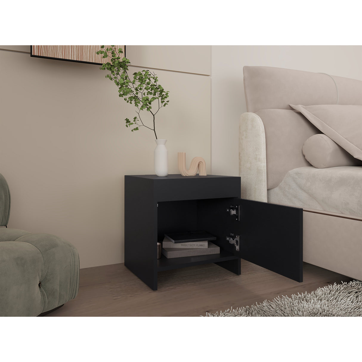 Mesa de Noche Colore wengue 41.6x40cm con Una Puerta - Mesas de Noche | Bylmo