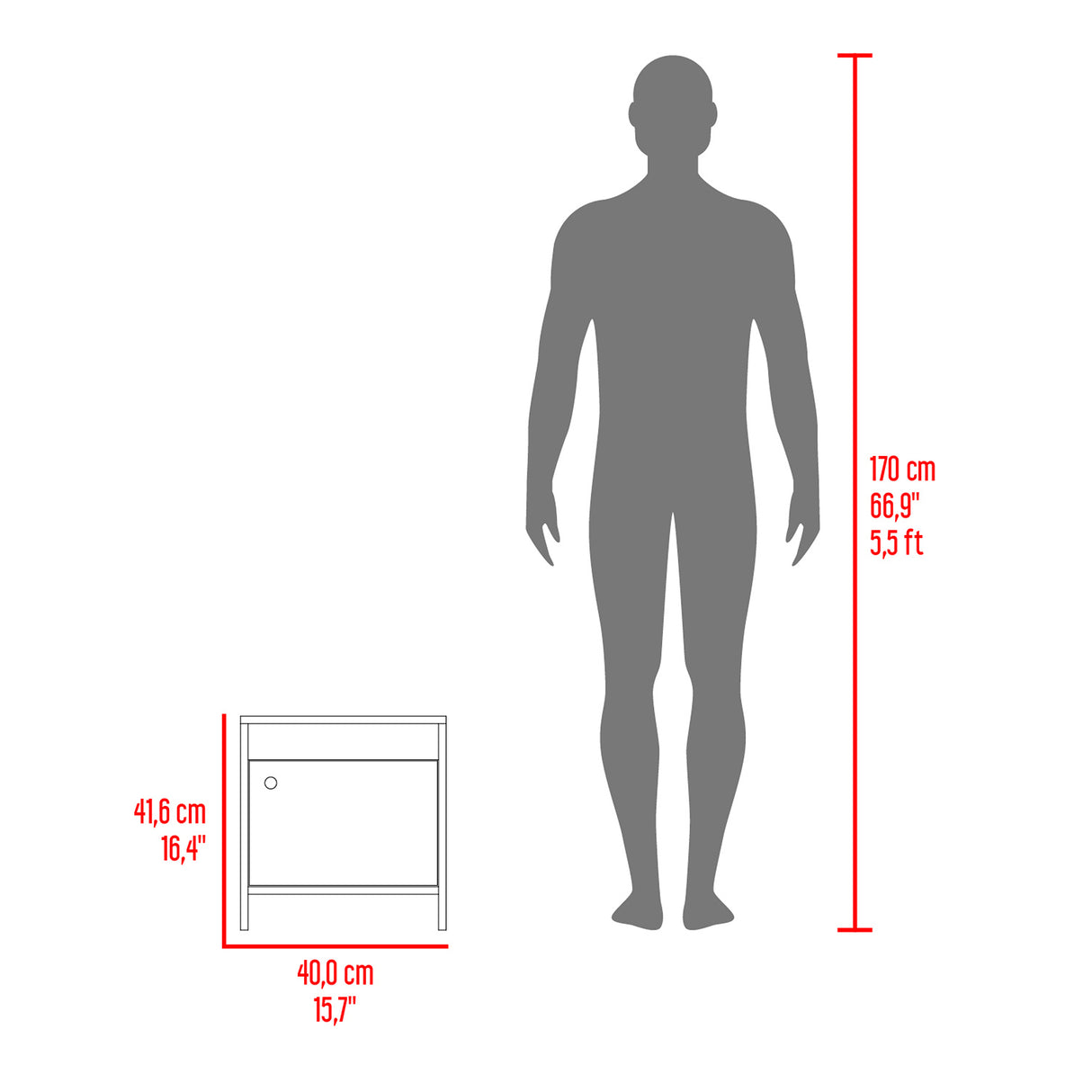 Mesa de Noche Colore wengue 41.6x40cm con Una Puerta - Mesas de Noche | Bylmo