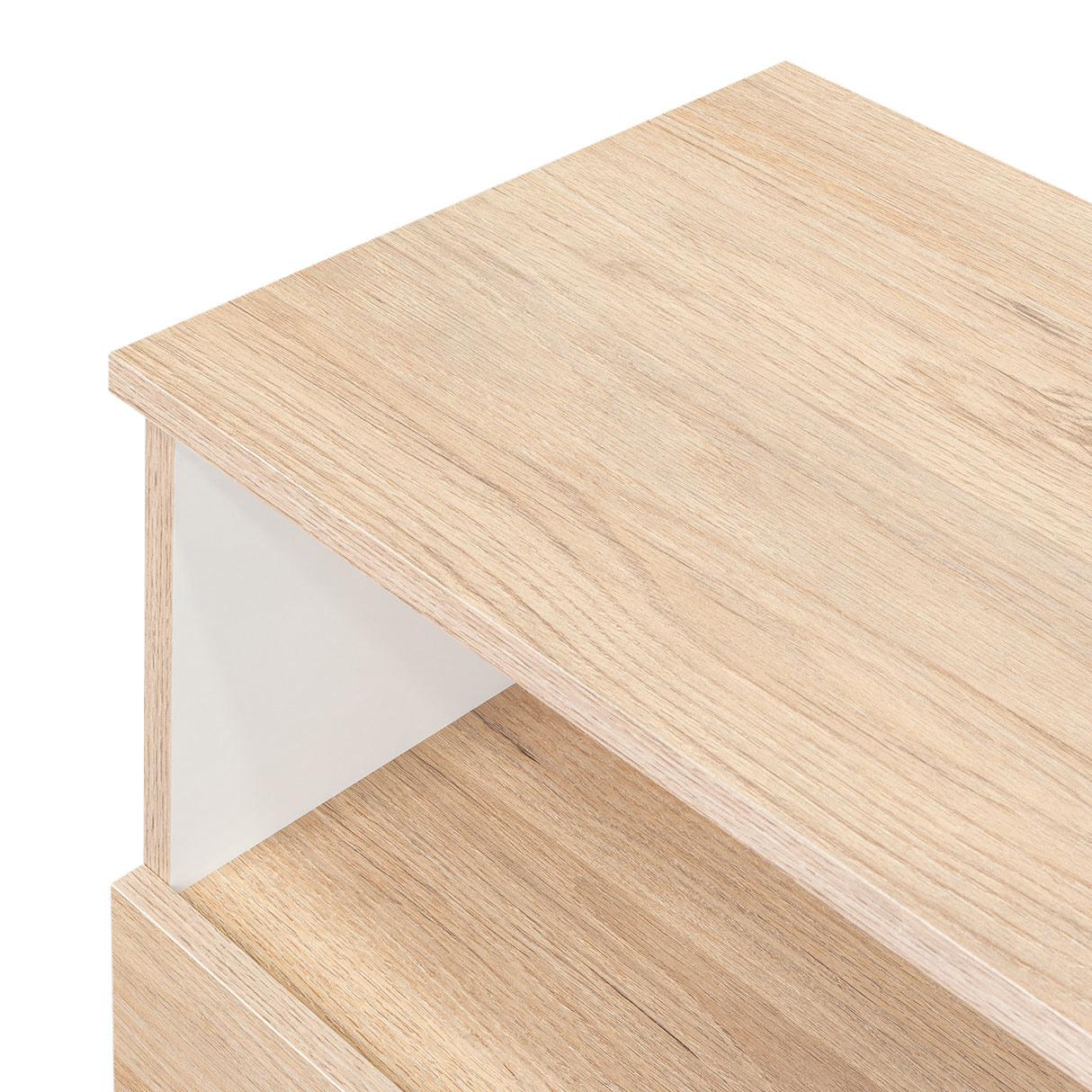 Mesa de Noche Camel Rovere y Blanco 40x45cm con Un Cajón y con Un Compartimiento - Mesas de Noche | Bylmo