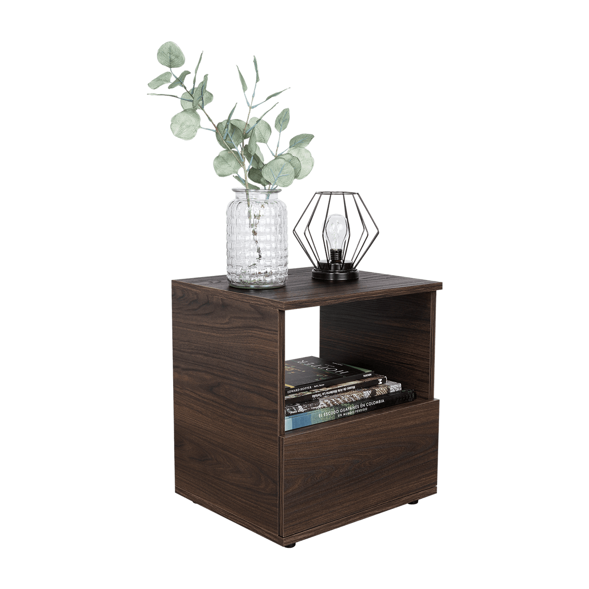 Mesa de Noche Camel habano 45x40cm con Un Cajón y con Un Compartimiento - Mesas de Noche | Bylmo