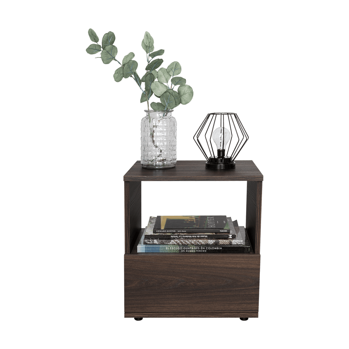 Mesa de Noche Camel habano 45x40cm con Un Cajón y con Un Compartimiento - Mesas de Noche | Bylmo