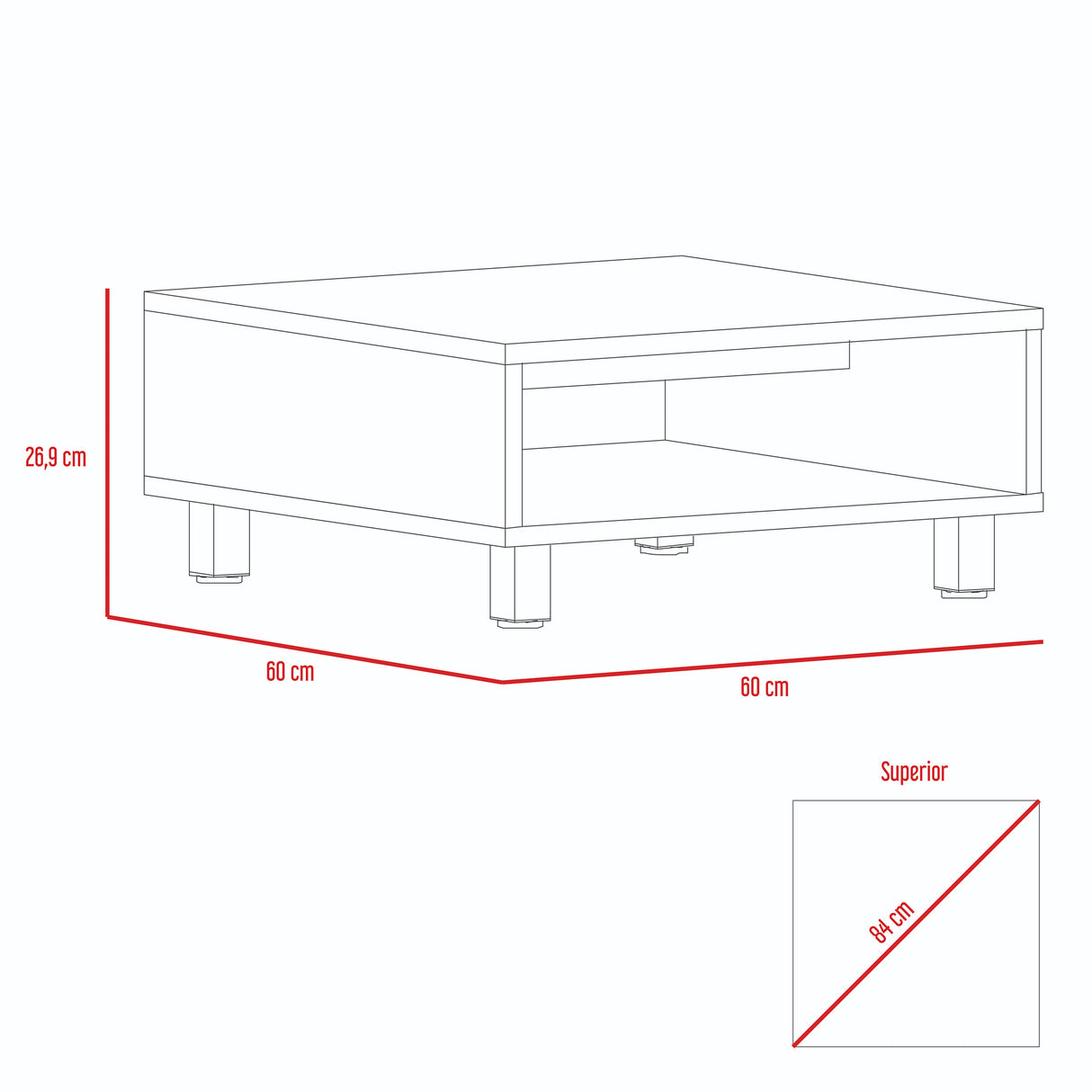 Mesa de Centro Eclipse Wengue 60x26cm Rectangular con Patas y con Compartimientos - Mesas | Bylmo