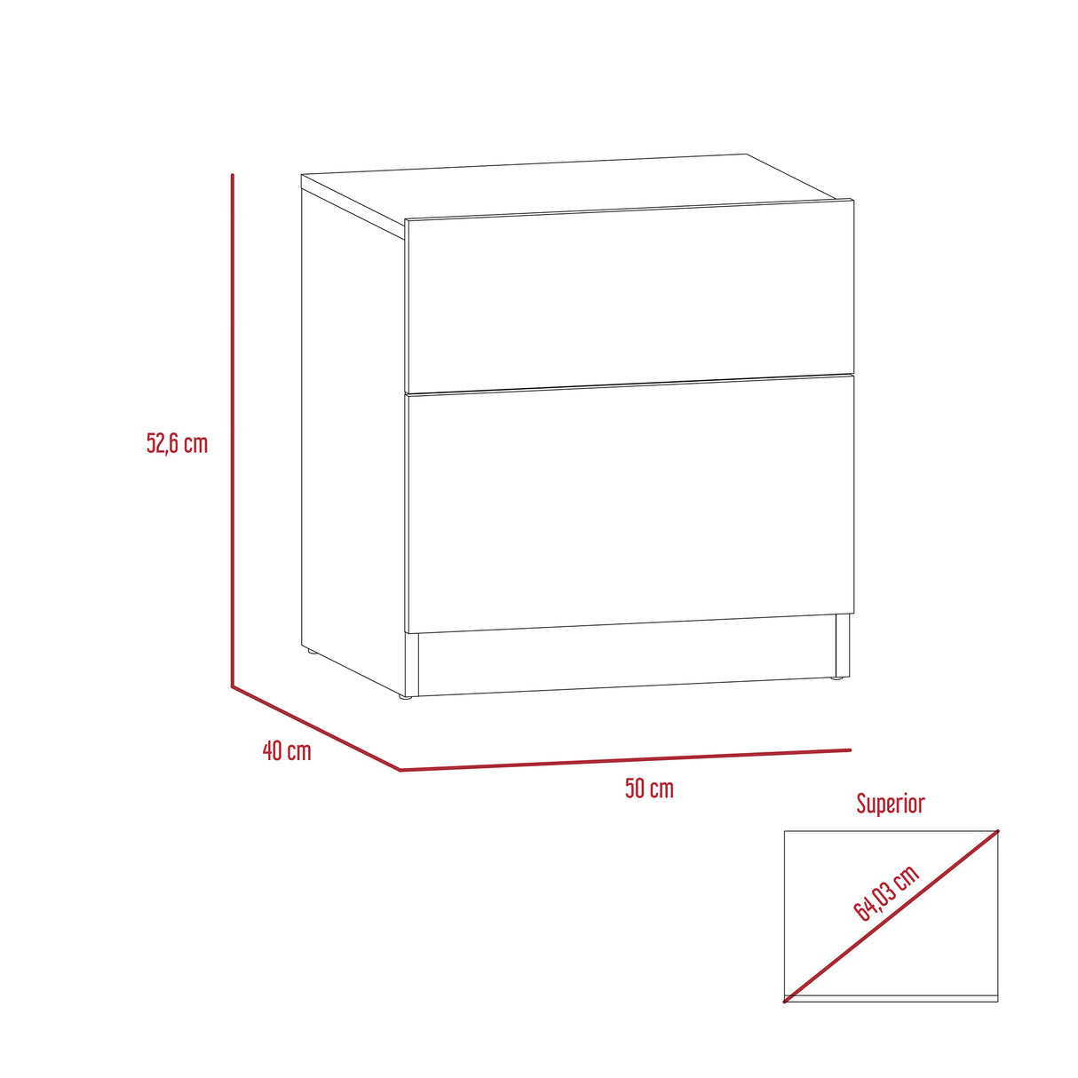 Mesa de Noche Nebraska Miel 50x52.6cm con Un Cajón - MESAS DE NOCHE | Bylmo