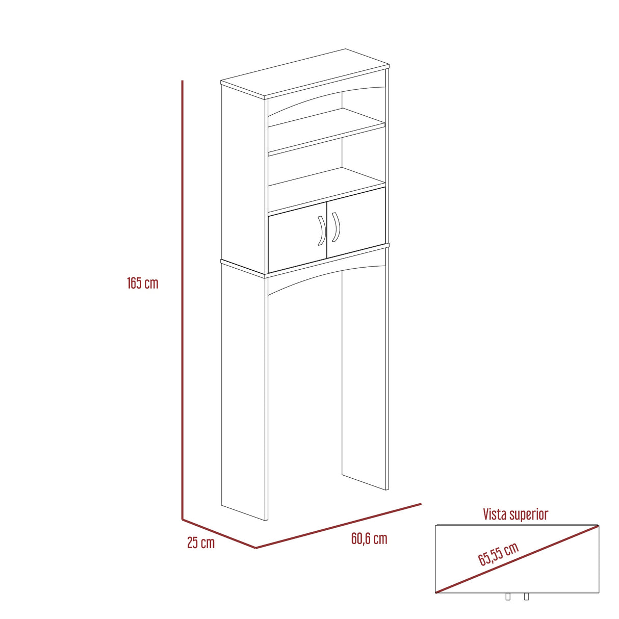 Ahorrador de Espacio para Baño Malta Blanco 60.6x165cm con Un Cajón y con Un Entrepaño