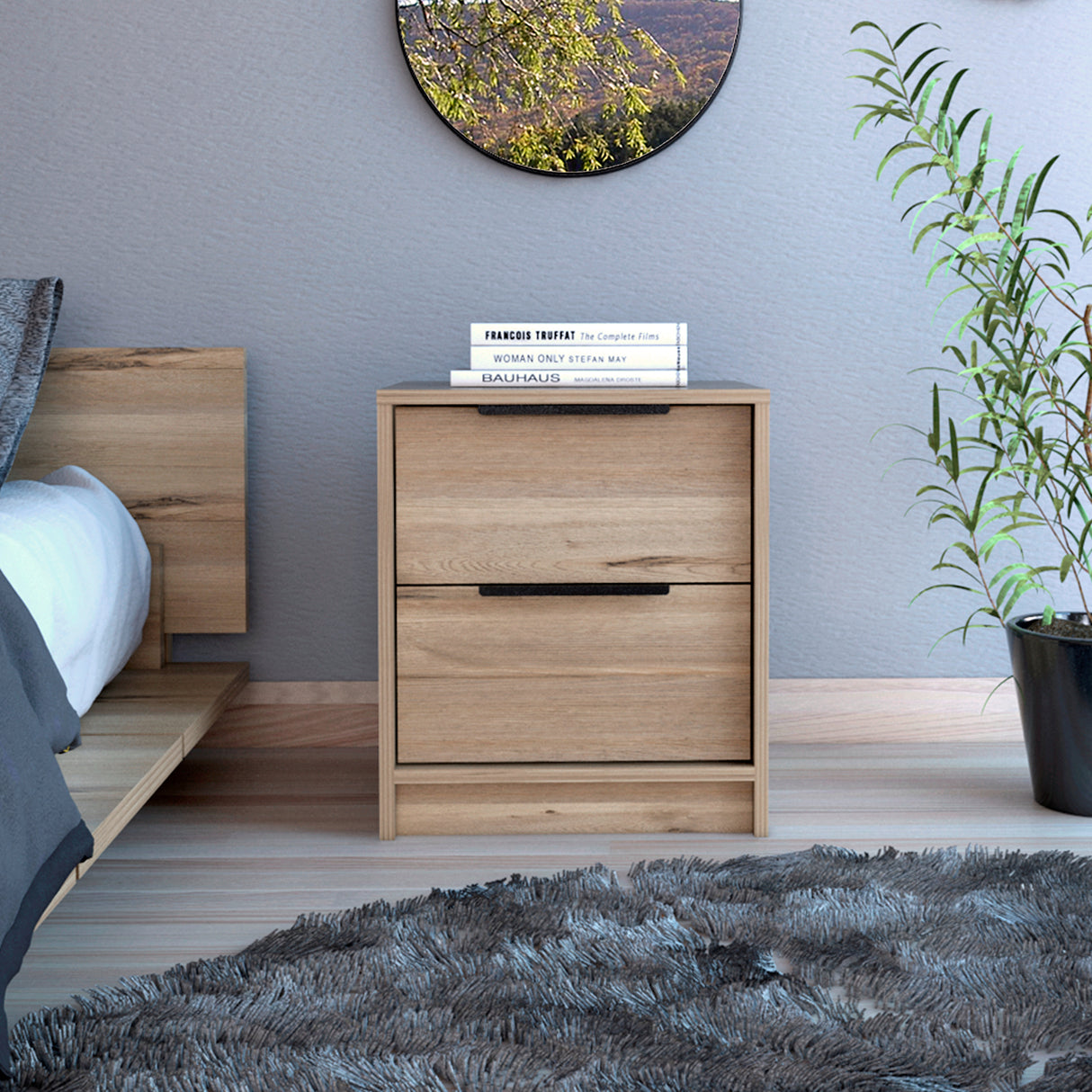 Mesa de Noche Kaia Duna 41x48cm con Dos Cajones - Mesas de Noche | Bylmo