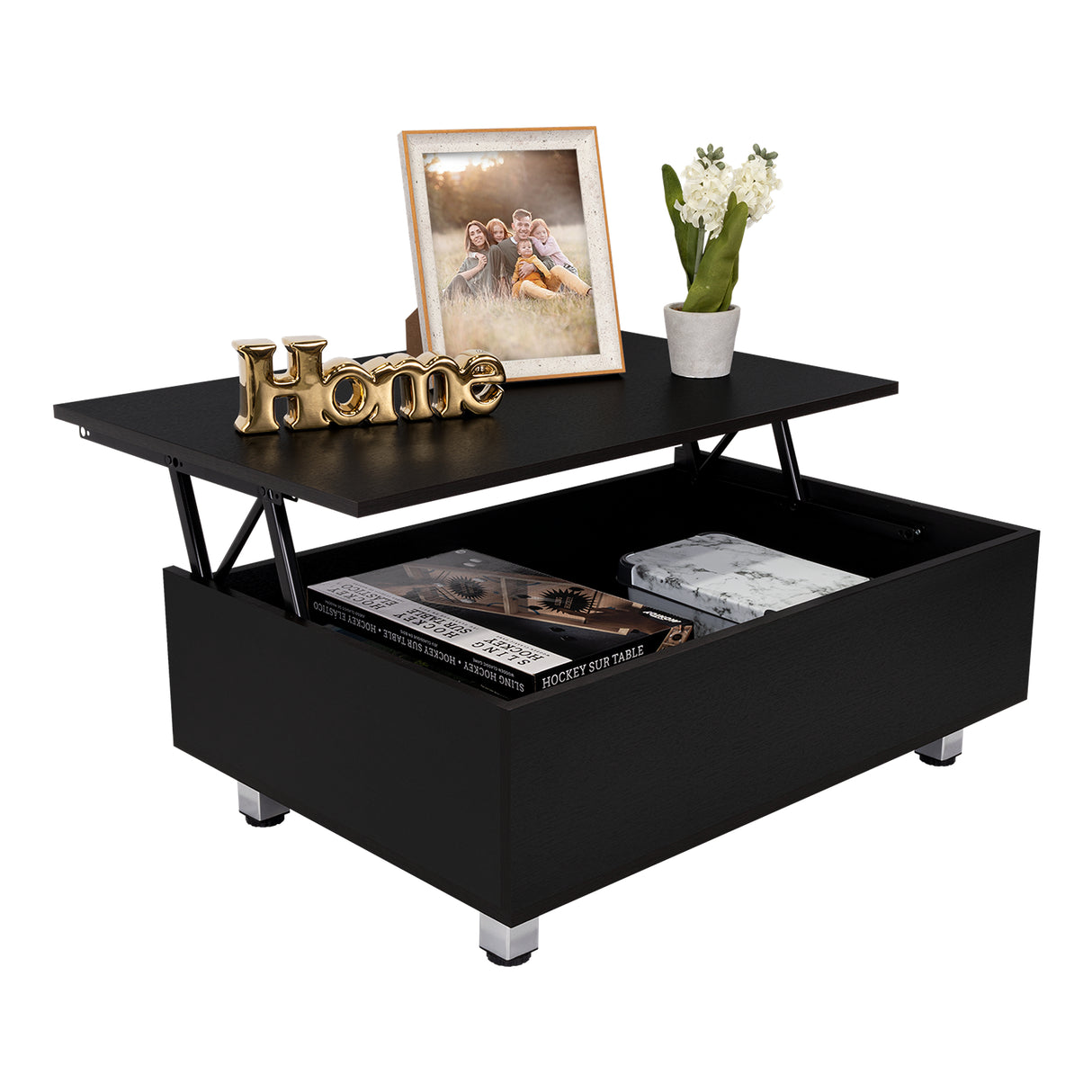 Mesa de Centro Gambia Wengue 80x29.75cm Rectangular con Patas y con Compartimientos - Mesas | Bylmo