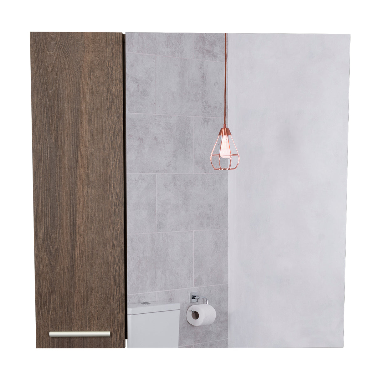 Gabinete de Baño Barcelona Coñac 60x60cm Cuadrado con Espejo y con Dos Entrepaños - Gabinetes | Bylmo