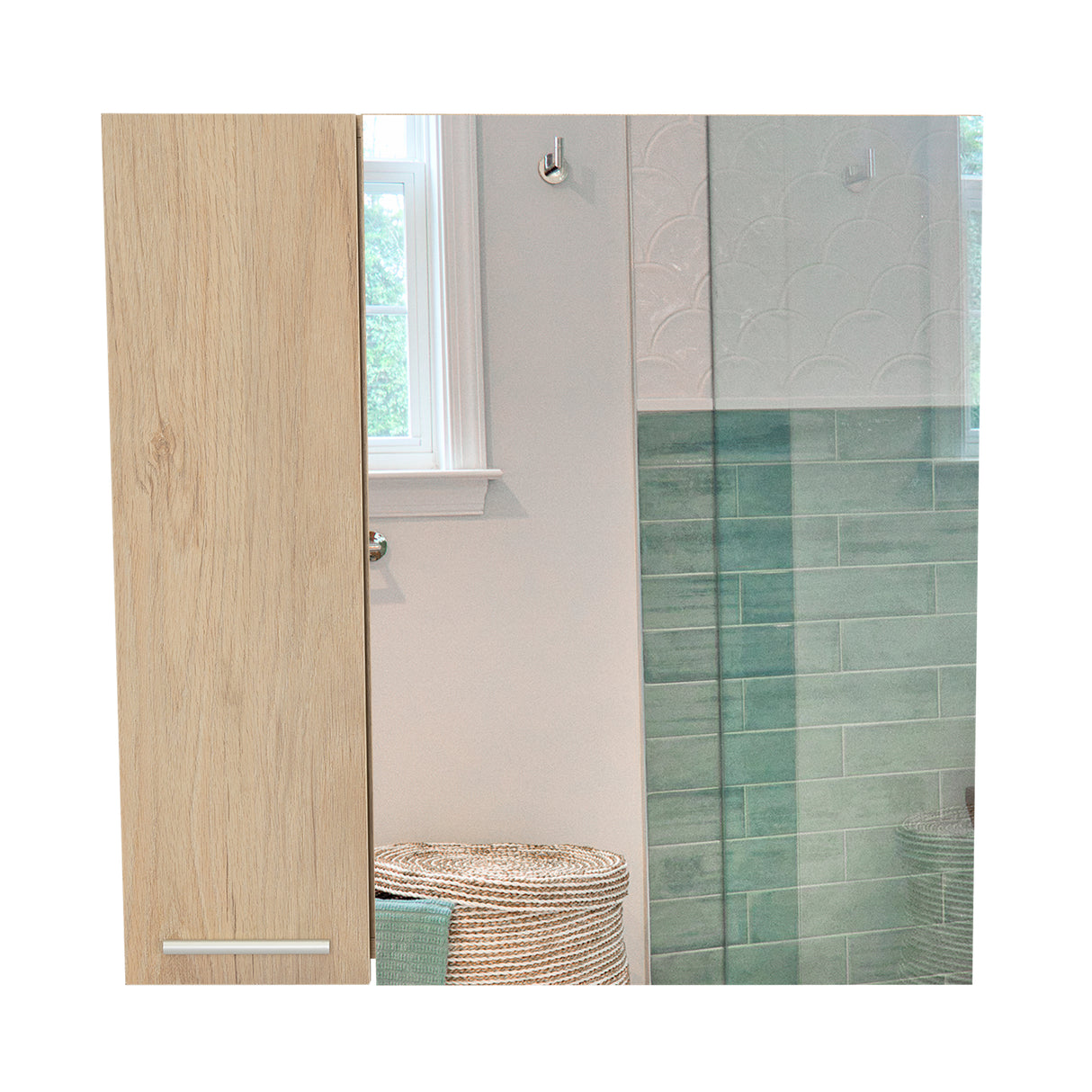 Gabinete de Baño Sines Rovere 60x60cm Rectangular con Una Puerta y Espejo - GABINETES DE BANHO | Bylmo