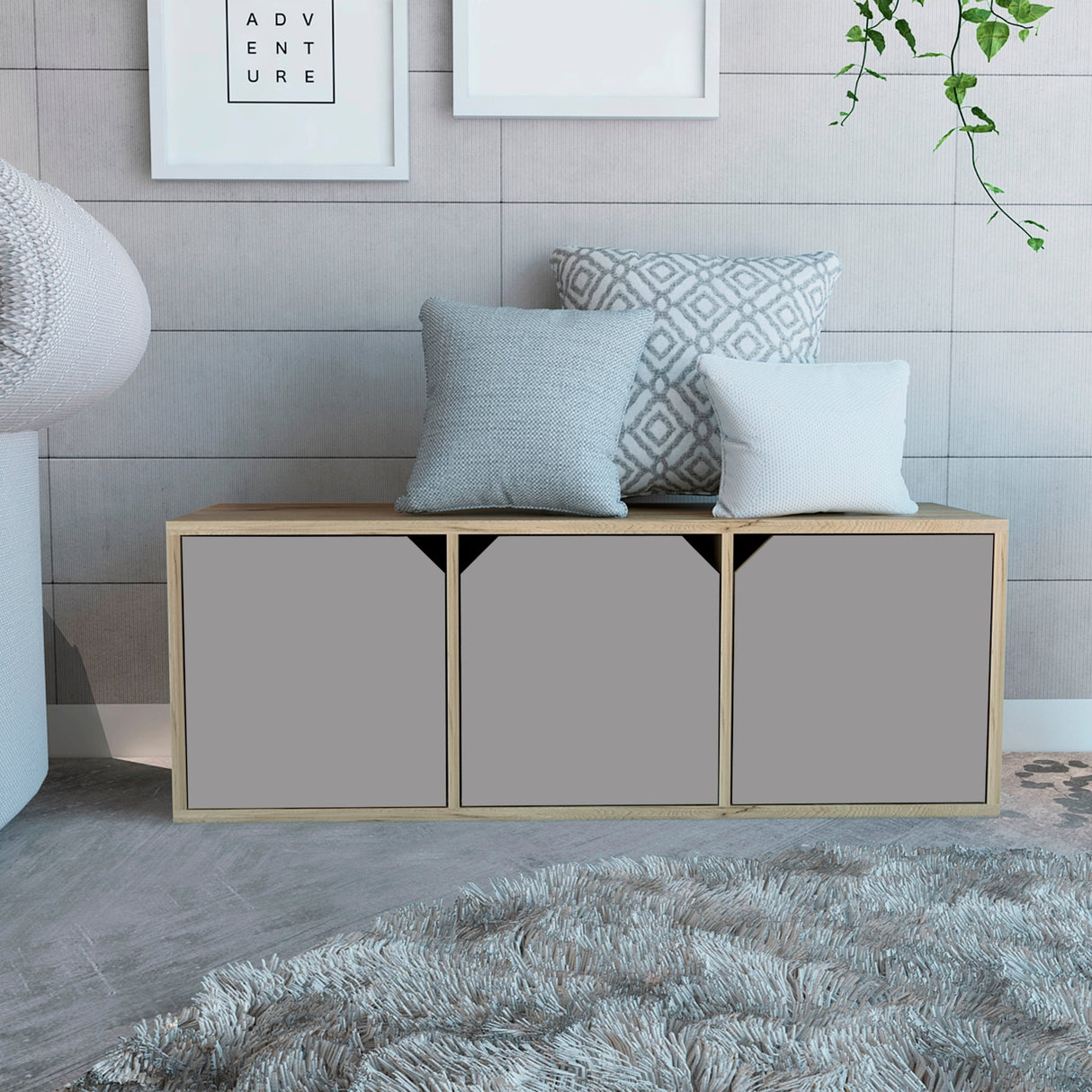 Biblioteca de Piso Piero Duna y Taupe 110.1x40.6cm Rectangular con Tres Compartimientos - Bibliotecas | Bylmo