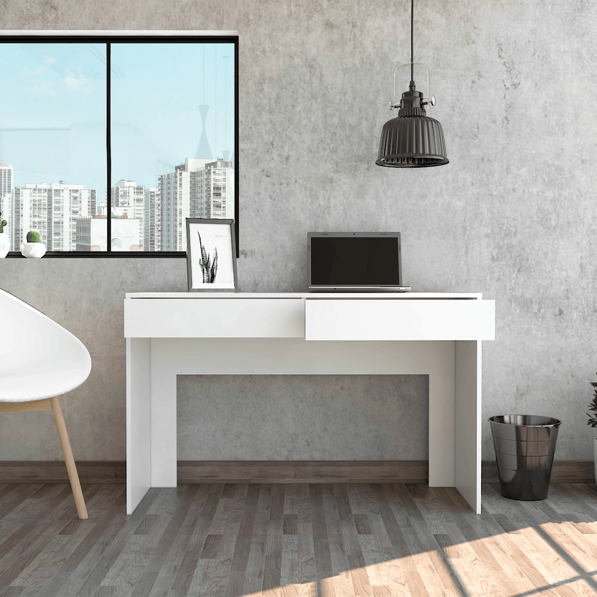 Escritorio Acre Blanco 120.2x75cm Con Dos Cajones - Escritorios y Archivadores | Bylmo