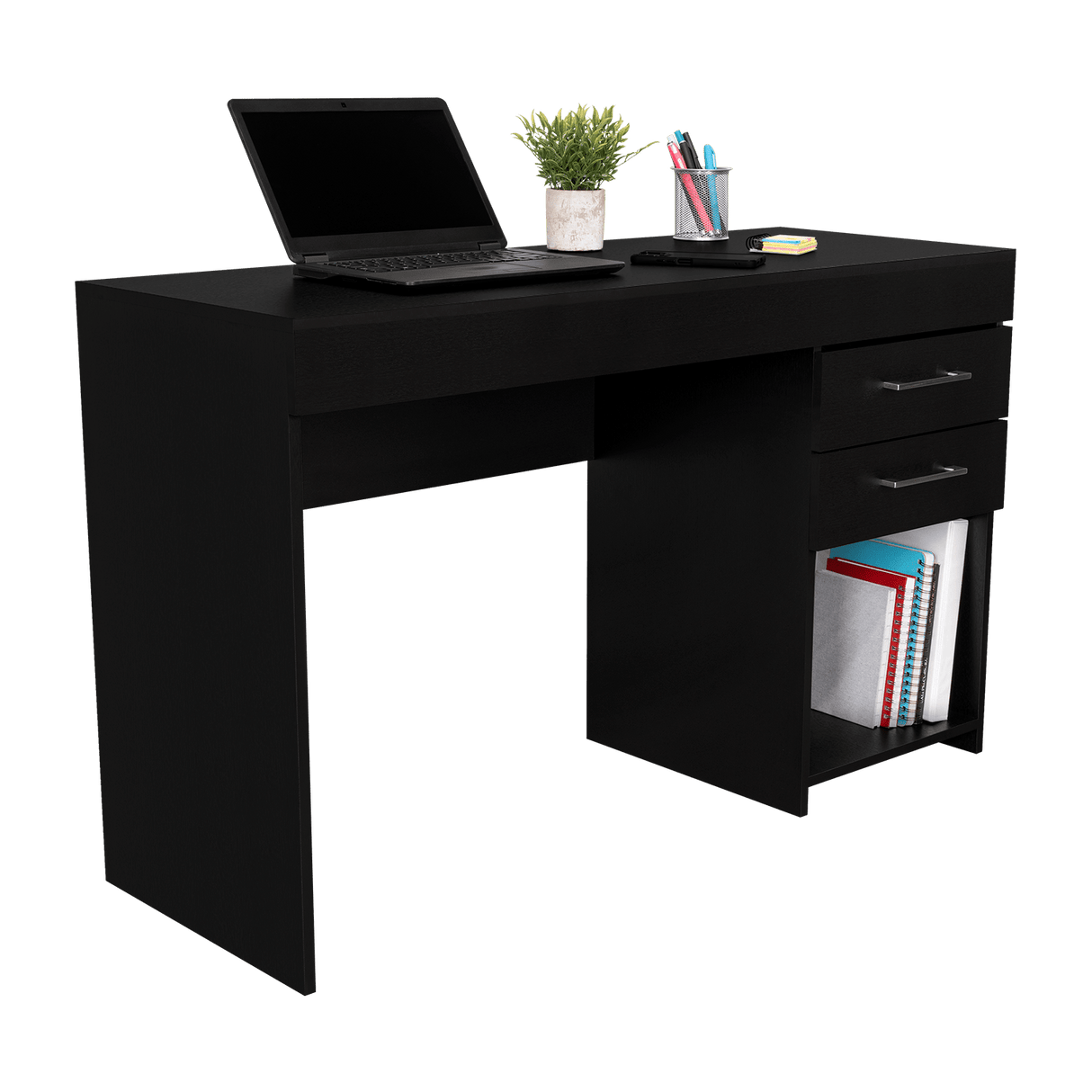 Escritorio Ibare Wengue 120 cm con Cajones y Entrepaños - Escritorios y Archivadores | Bylmo