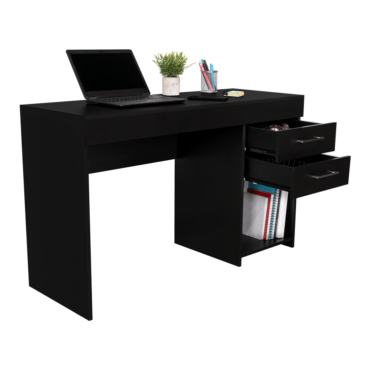 Escritorio Ibare Wengue 120 cm con Cajones y Entrepaños - Escritorios y Archivadores | Bylmo