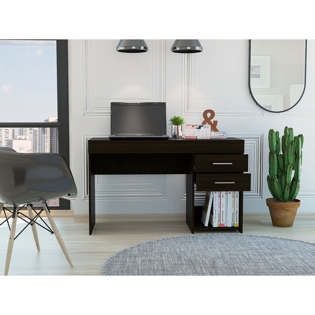 Escritorio Ibare Wengue 120 cm con Cajones y Entrepaños - Escritorios y Archivadores | Bylmo