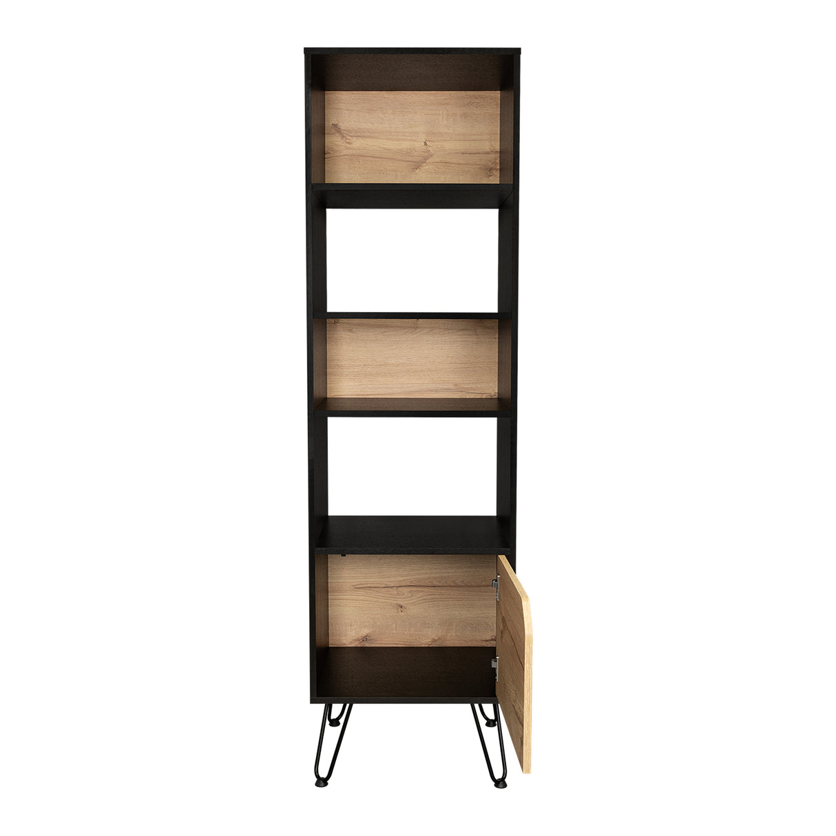 Biblioteca Stamford Wengue 48.3x170cm con Cuatro Compartimientos y con Un Cajón - Bibliotecas | Bylmo