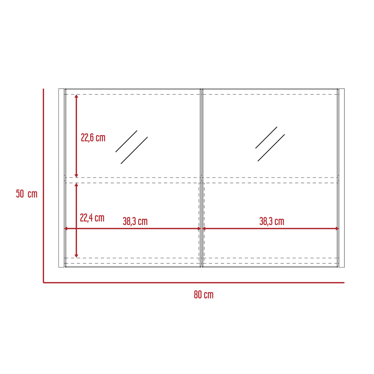 Gabinete de Baño 80 C Duna 80x50cm Rectangular con Espejo y con Un Entrepaño - Gabinetes | Bylmo