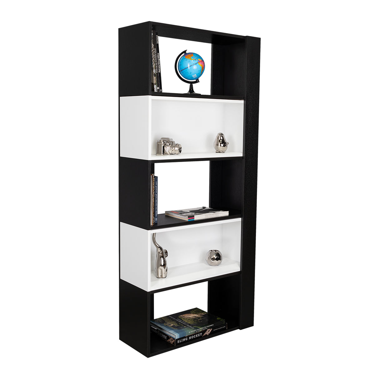 Biblioteca Transformable Cubo Beijing Wengue 70 cm con Módulos Flotantes y Entrepaños - Bibliotecas | Bylmo