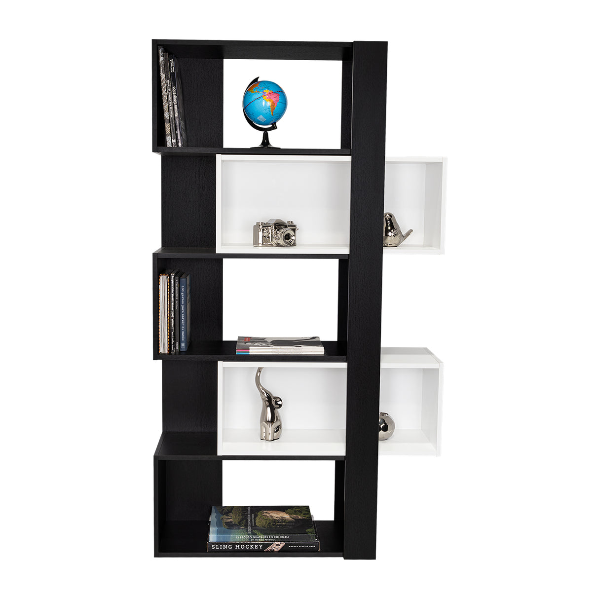 Biblioteca Transformable Cubo Beijing Wengue 70 cm con Módulos Flotantes y Entrepaños - Bibliotecas | Bylmo