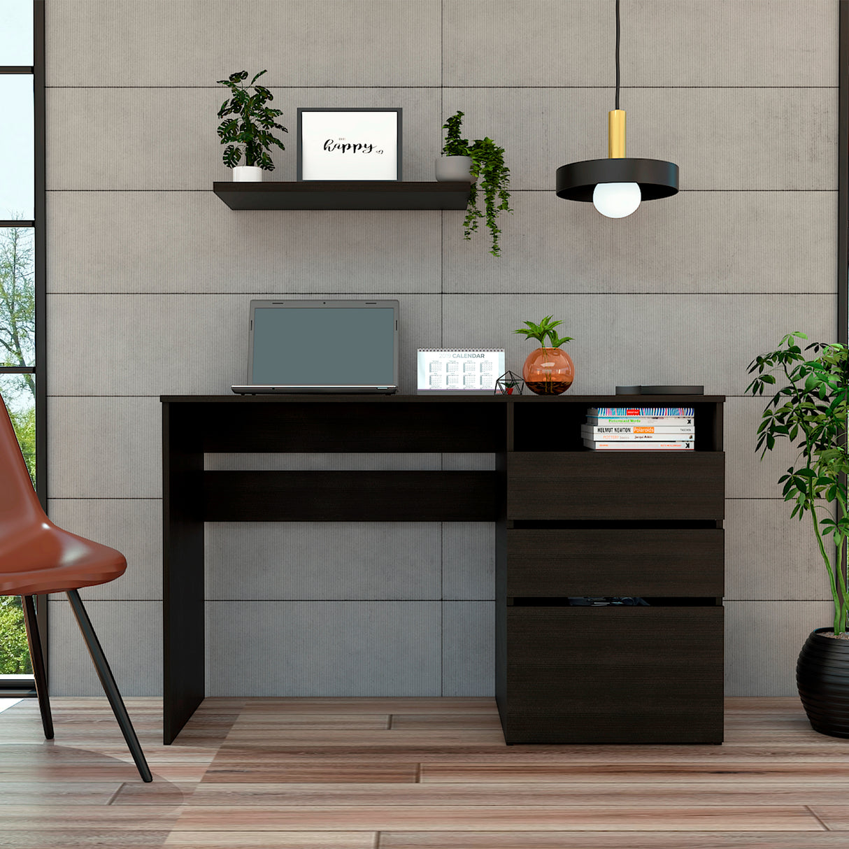 Escritorio Dublin Wengue 120 cm con Archivador y Cajones - Escritorios y Archivadores | Bylmo