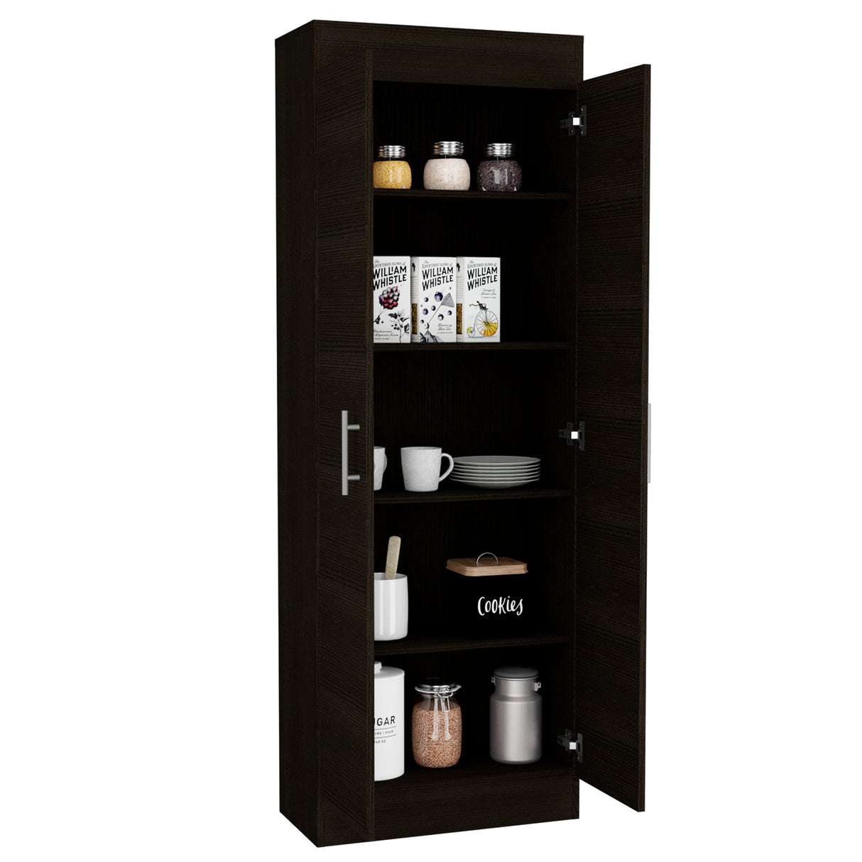 Alacena Nepal Wengue 60x169.9cm sin Cajones y con Dos Puertas - ALACENAS Y MUEBLES MICROONDAS | Bylmo