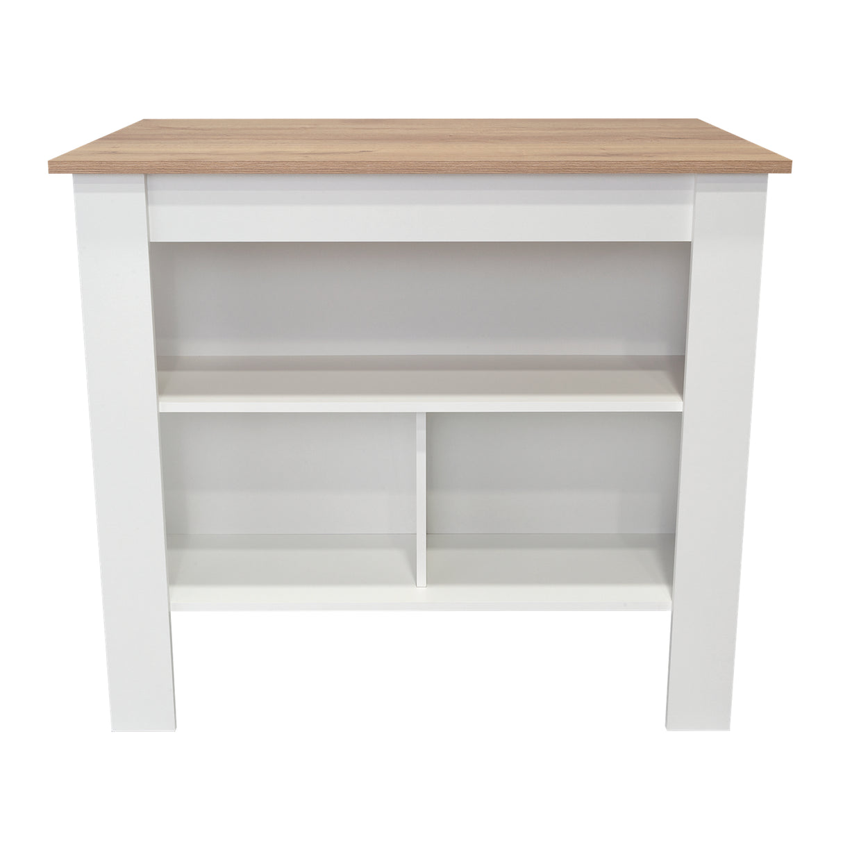 Mesa Auxiliar de Cocina Kitchen Duna y Blanco 103x90cm con Dos Entrepaños y con Tres Comportamientos - Muebles Organizadores | Bylmo