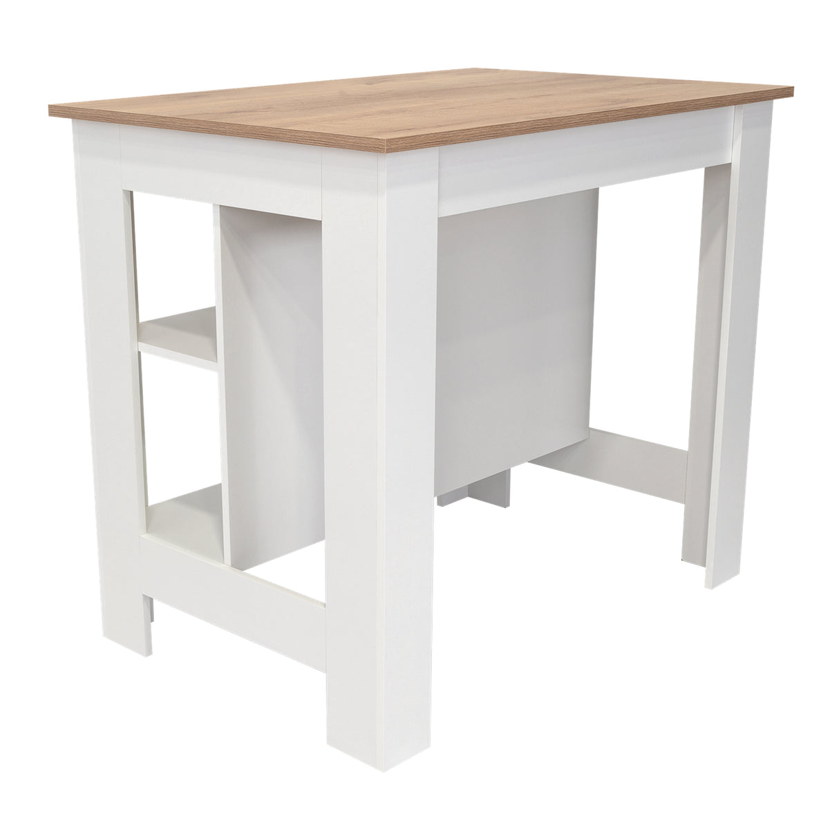 Mesa Auxiliar de Cocina Kitchen Duna y Blanco 103x90cm con Dos Entrepaños y con Tres Comportamientos - Muebles Organizadores | Bylmo