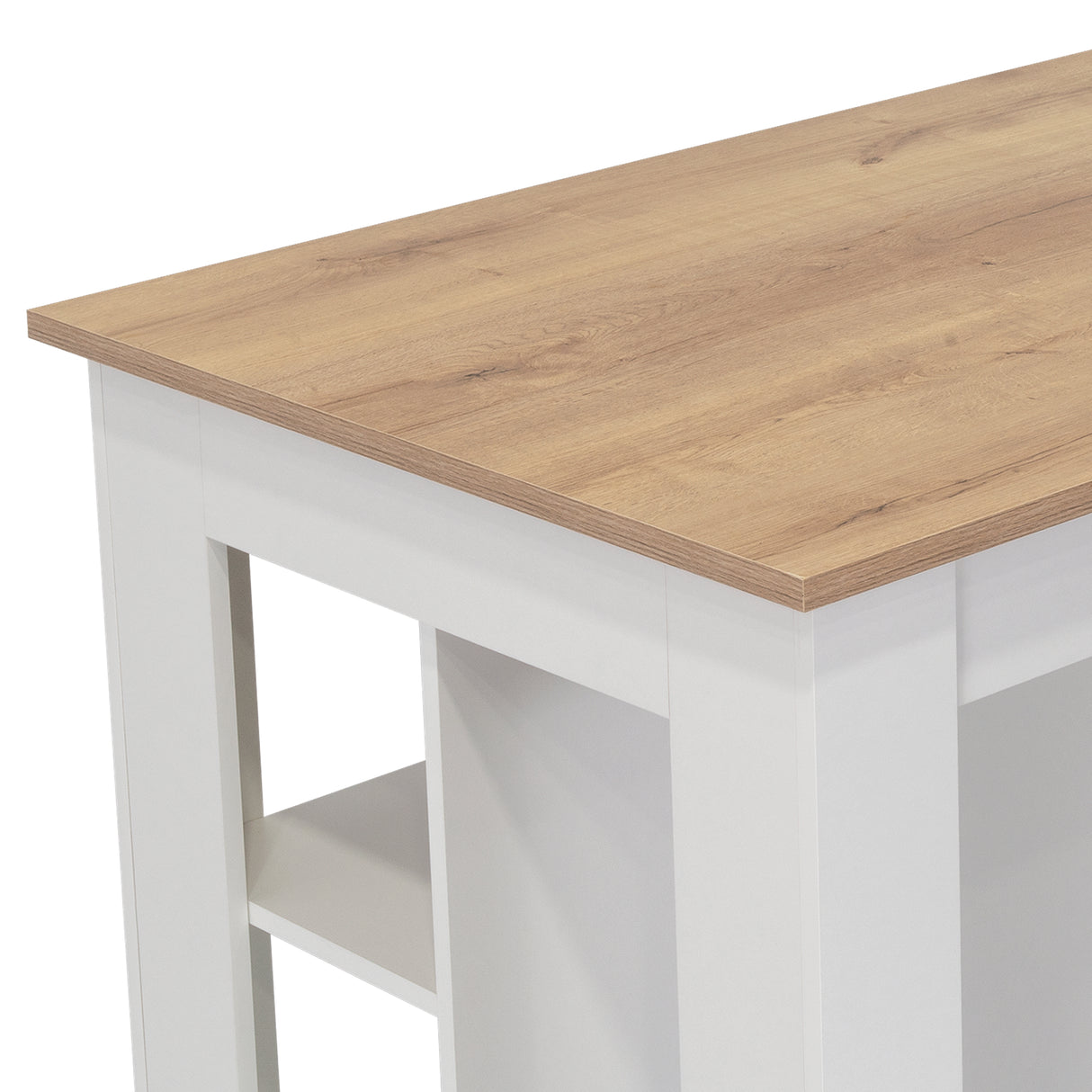 Mesa Auxiliar de Cocina Kitchen Duna y Blanco 103x90cm con Dos Entrepaños y con Tres Comportamientos - Muebles Organizadores | Bylmo