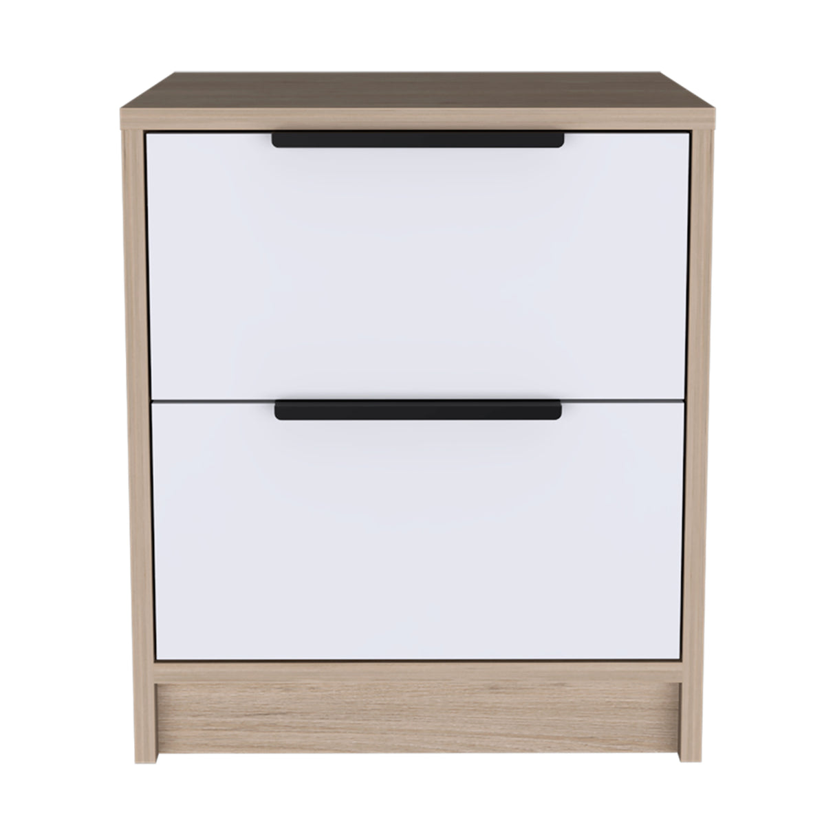 Mesa de Noche Kaia Rovere y Blanco 41x48cm con Dos Cajones - MESAS DE NOCHE | Bylmo