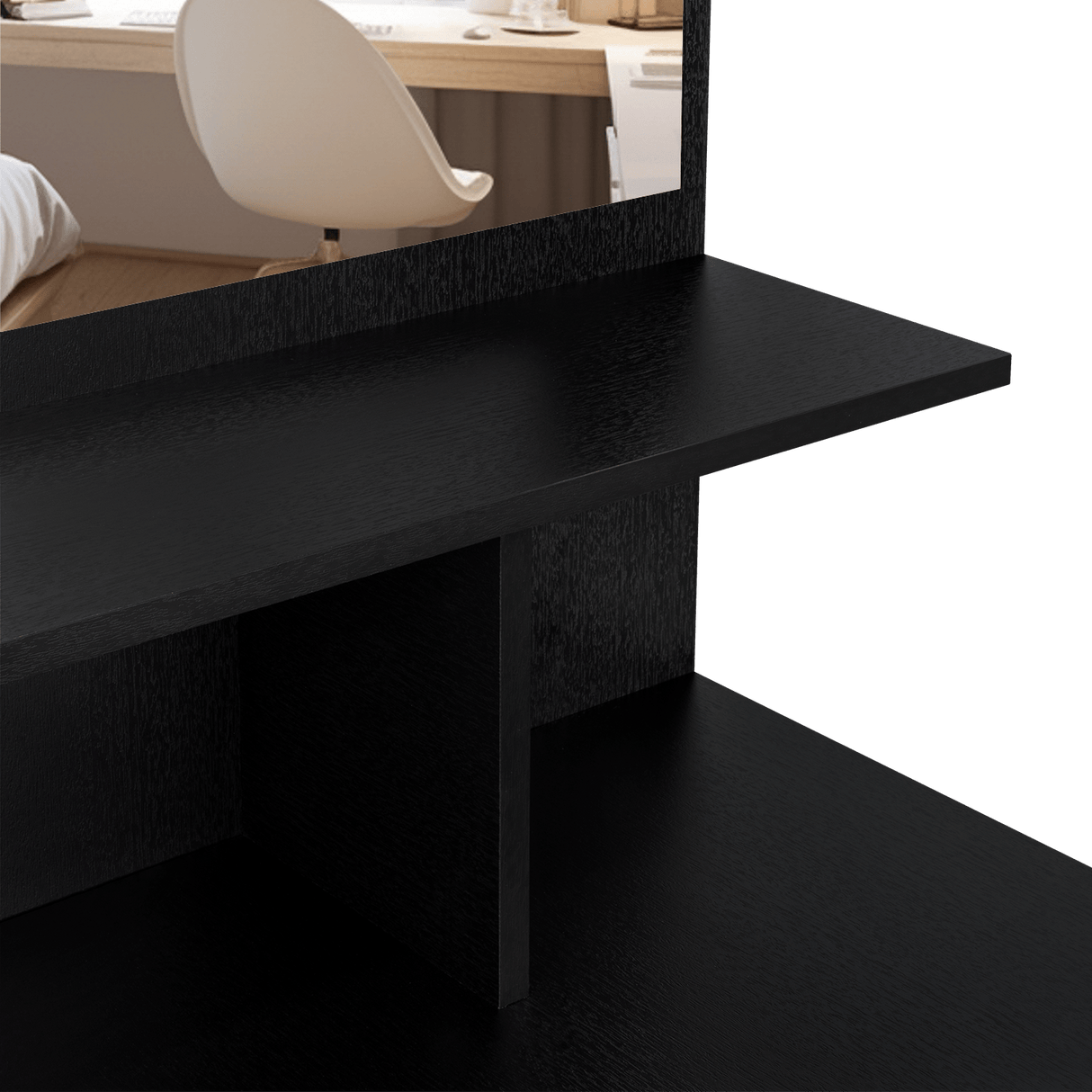 Cómoda Tulum Wengue y Blanco 54 cm con Espejo y Un Cajón - Cajoneras | Bylmo