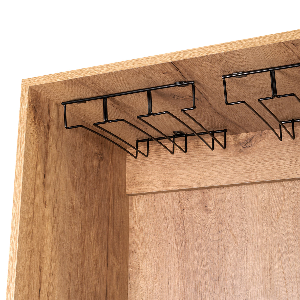 Bar Audra Duna y Wengue 59.7x180cm con Cuatro Compartimientos con Seis Portacopas y con Seis Portabotellas - Bares | Bylmo