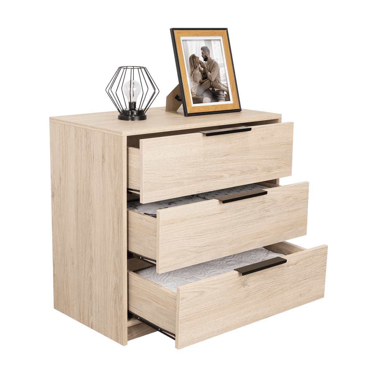 Cómoda Kaia Rovere y Blanco 70x68.7cm De Tres Hileras con Tres Cajones - Cajoneras | Bylmo