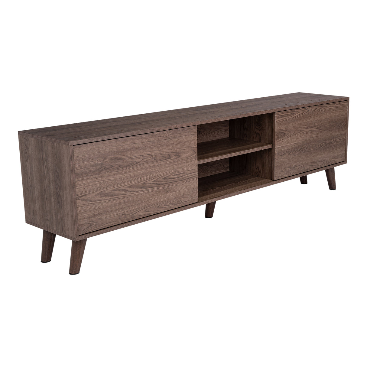 Rack de TV Z Coñac 180x52.5cm Para TV Hasta 80 Pulgadas con Dos Cajones con Ranuras para Cables y con Patas - Muebles para TV | Bylmo