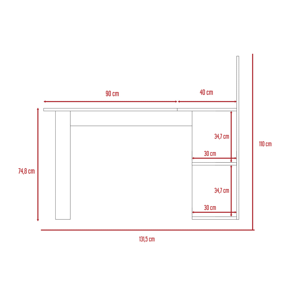 Escritorio en L Masai Taupe y Duna 131.5x110.6cm sin Cajones y con Organizador de Libros - Escritorios y Archivadores | Bylmo